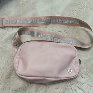 Lululemon belt bag, pale pink and silver